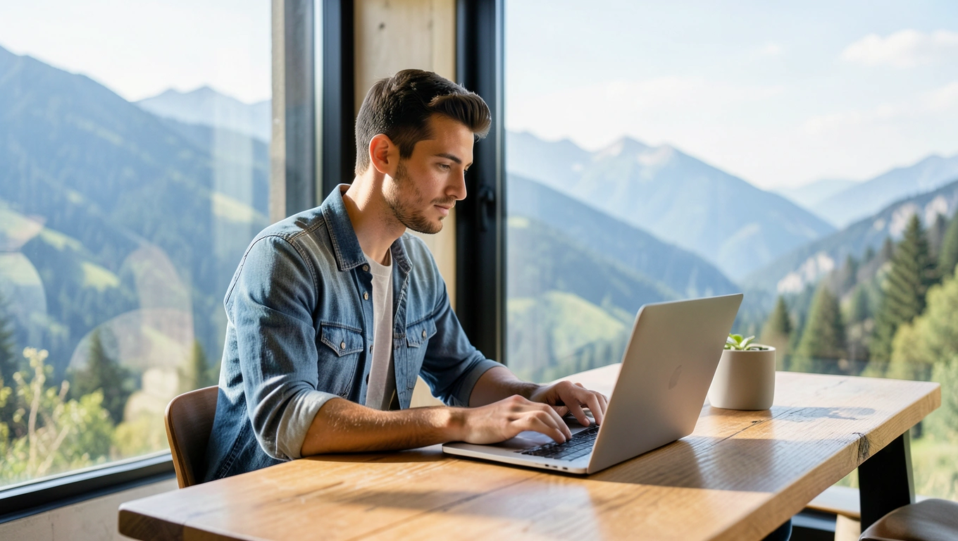 Founder working in nature